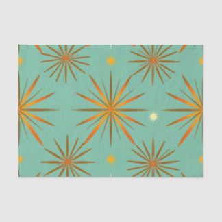 Retro Teal Orange Starburst Pattern Tissue Paper