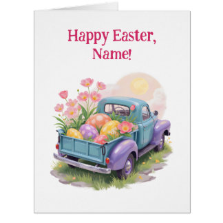 Retro Teal & Purple Truck with Easter Eggs