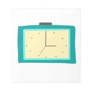 Retro Teal Rectangular Alarm Clock Decor Notepad