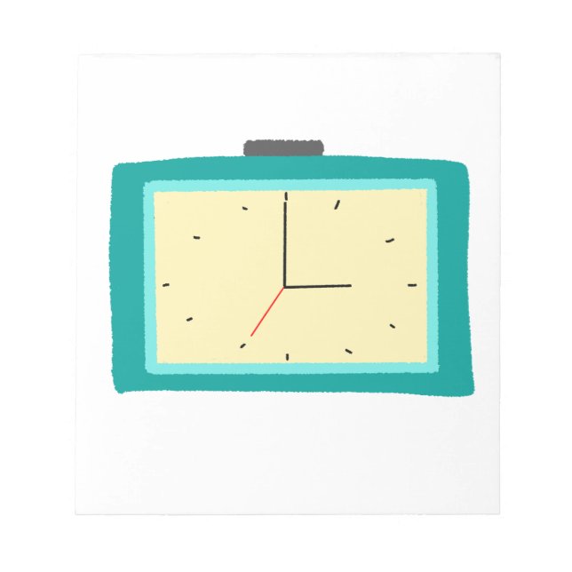 Retro Teal Rectangular Alarm Clock Decor Notepad (Front)