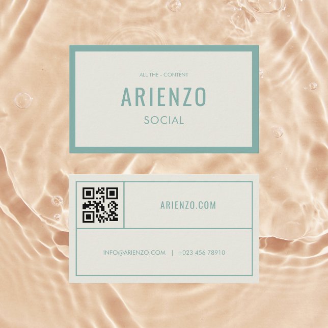 Retro Teal Social Media Business Card QR Code  (Creator Uploaded)