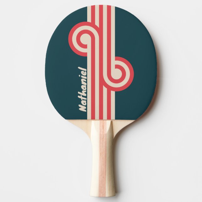 Retro Teal Vibe Loop with Name Ping Pong Paddle (Front)