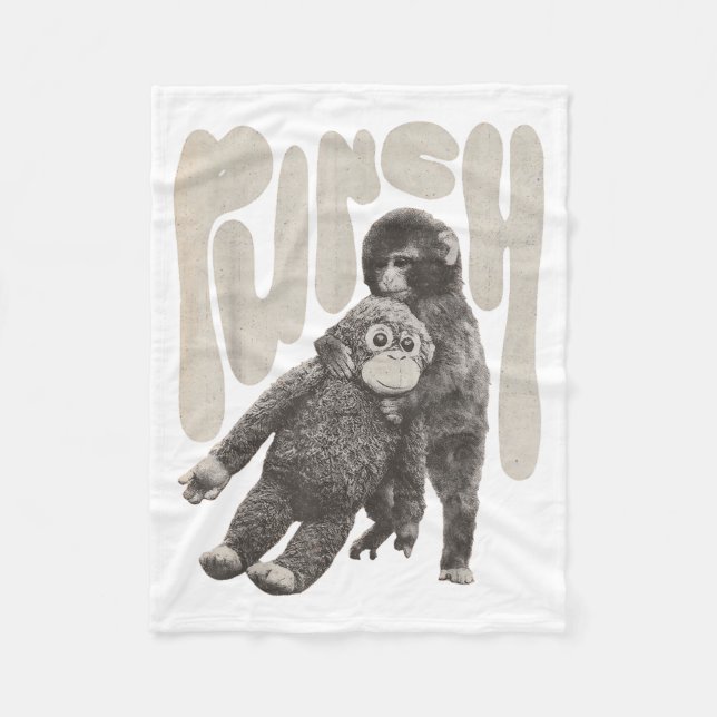 Retro Team Punch Baby Monkey Fleece Blanket (Front)