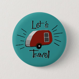 Retro Teardrop Camper Button