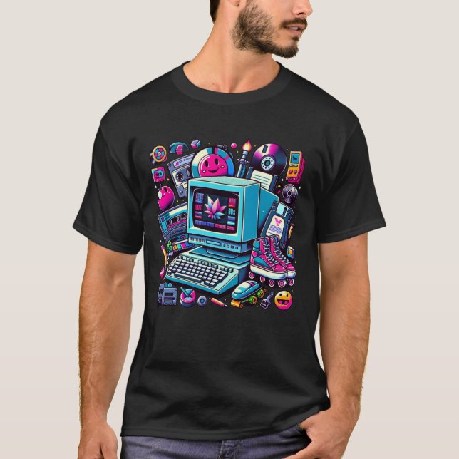 Retro Tech Playground: A Nostalgic 90s Odyssey T-Shirt (Front)