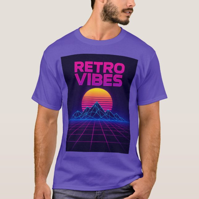 Retro Tech Vibes Neon Synthwave Design T-Shirt (Front)