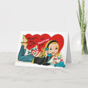 Retro Teen Girl Valentine's Day Card