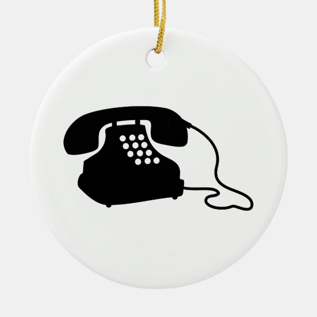Retro Telephone Ceramic Tree Decoration (Front)