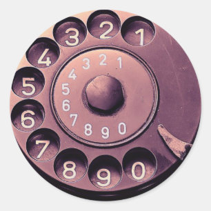 Retro telephone dial classic round sticker