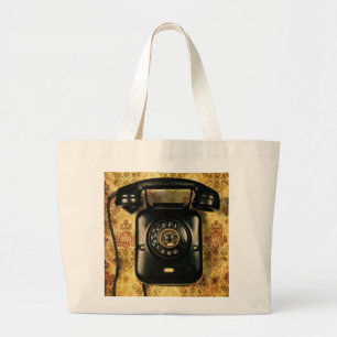 Retro telephone large tote bag