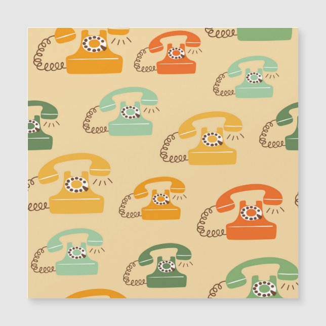Retro telephones, colourful seamless pattern. (Front)