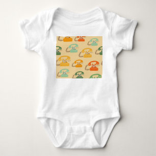 Retro telephones, colourful seamless pattern. baby bodysuit