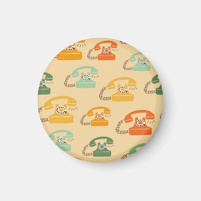 Retro telephones, colourful seamless pattern. magnet (Front)