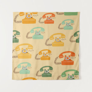 Retro telephones, colourful seamless pattern. tapestry