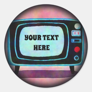 Retro Television Classic Round Sticker
