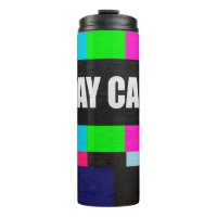retro television test pattern with stay calm messa