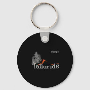 Retro Telluride Colorado Distressed Skiing Key Ring