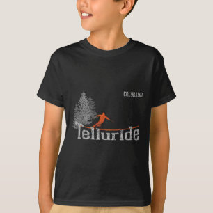 Retro Telluride Colorado Distressed Skiing T-Shirt