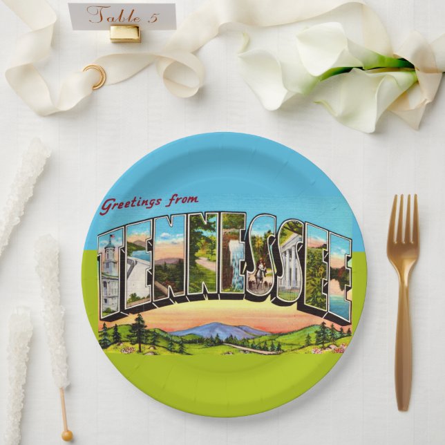 Retro Tennessee Greeting  Paper Plate (Wedding)