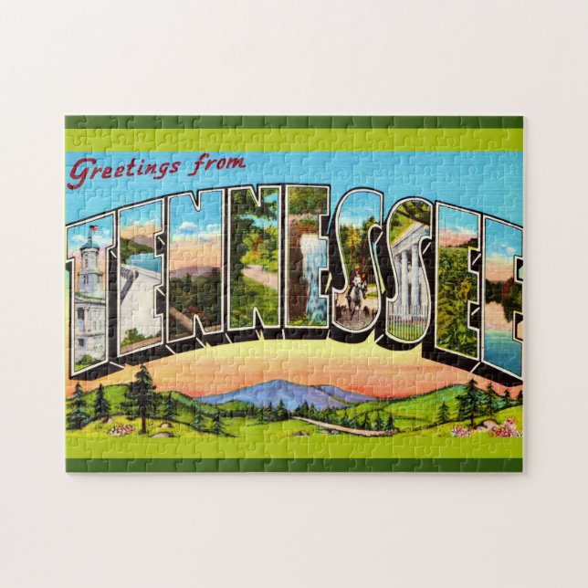 Retro Tennessee Greeting Postcard Jigsaw Puzzle (Horizontal)