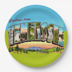 Retro Tennessee Greeting Postcard Paper Plate