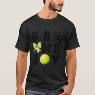 Retro Tennis Coquette Bow Cute Gameday Cheer Mum S T-Shirt
