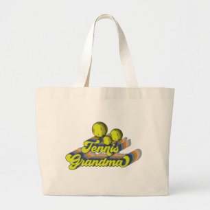 Retro Tennis Grandma Sublimation Design, Tennis Large Tote Bag
