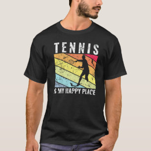 Retro Tennis Is My Happy Place Funny Tennis T-Shirt