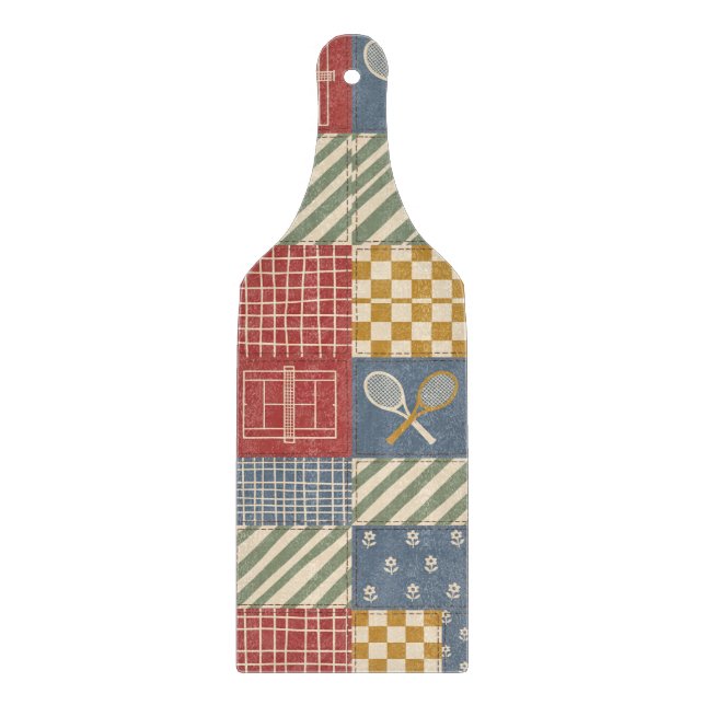 Retro Tennis Patchwork Quilt Cutting Board (Front)