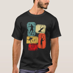 Retro tennis player with tennis racket tennis ball T-Shirt