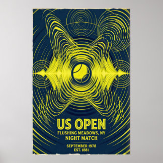 Retro Tennis Poster, US Open Night Match (Flushing Poster