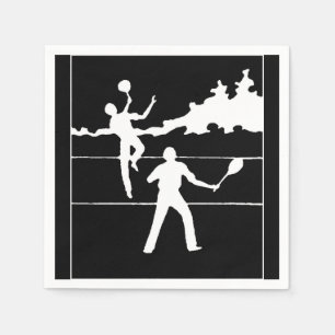Retro Tennis Silhouette Paper Napkin