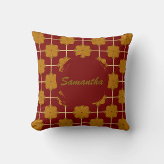 Retro Terra Bloom Floral Tile Throw Pillow