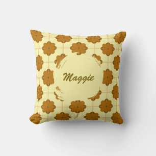 Retro Terra Bloom Floral Tile Throw Pillow