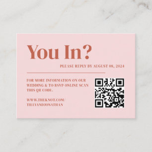 Retro Terracotta & Blush Wedding Website QR Code Enclosure Card