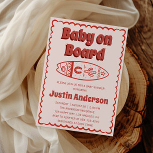 Retro Terracotta Boho Baby on Board Baby Shower  Invitation
