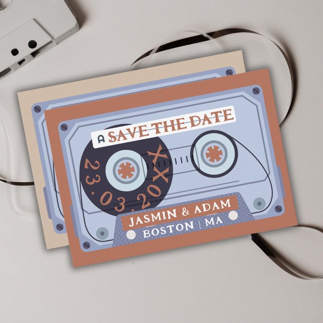 Retro Terracotta Cassette Tape Save The Date (Creator Uploaded)