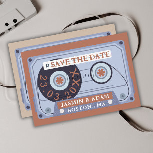 Retro Terracotta Cassette Tape Wedding Save The Date