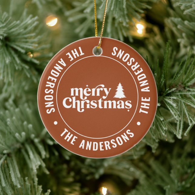 Retro Terracotta Christmas Modern Minimal Unique Ceramic Tree Decoration (Tree)