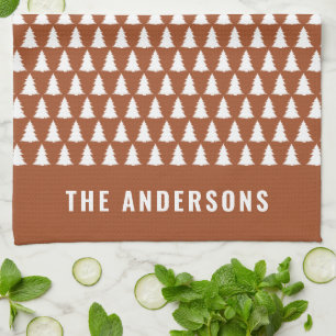 Retro terracotta Christmas Modern Minimal Unique Tea Towel