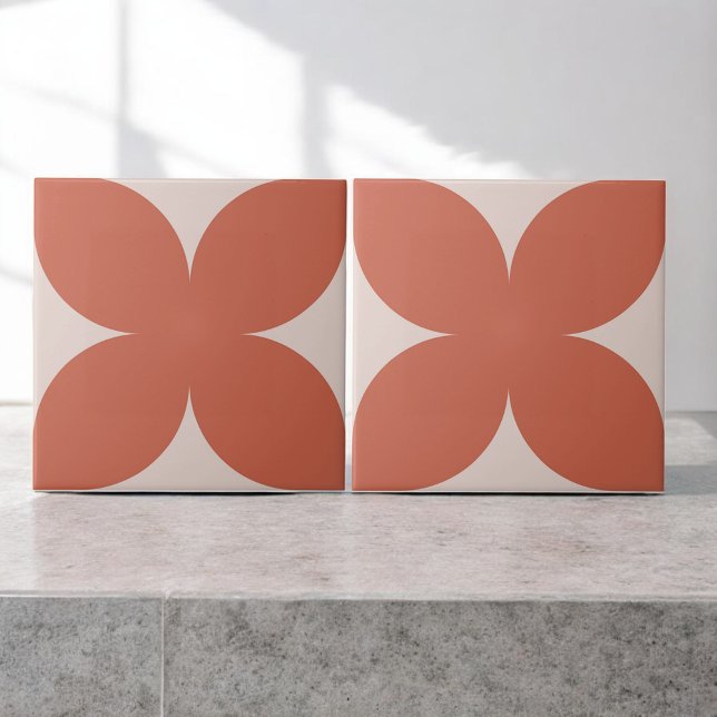 Retro Terracotta Floral Petal Mid Century Modern  Tile (Creator Uploaded)