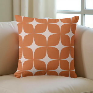Retro Terracotta Mid Century Modern Geometric Boho Cushion