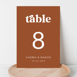 Retro   Terracotta Modern Simple Minimal Wedding Table Number