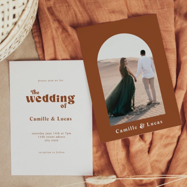 Retro Terracotta Wedding Party Invitation (Creator Uploaded)
