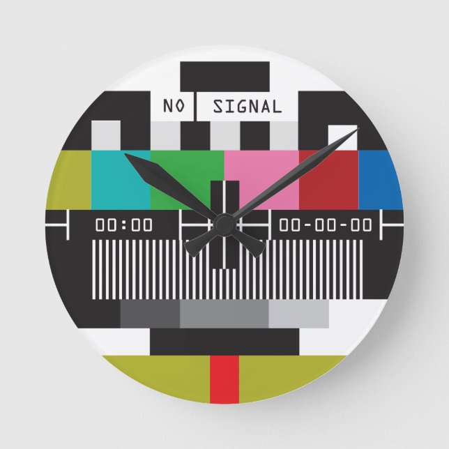 Retro Test Screen, No Signal Wall Clock (Front)