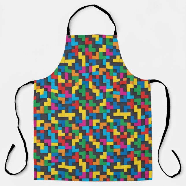 Retro Tetris Blocks Seamless Pattern Apron (Front)