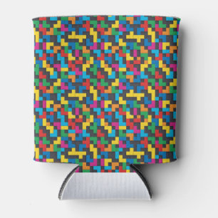 Retro Tetris Blocks Seamless Pattern Can Cooler