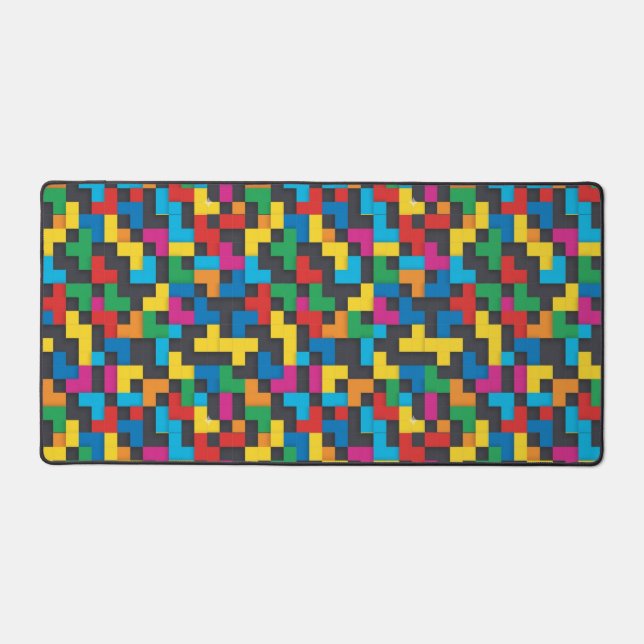 Retro Tetris Blocks Seamless Pattern Desk Mat (Front)