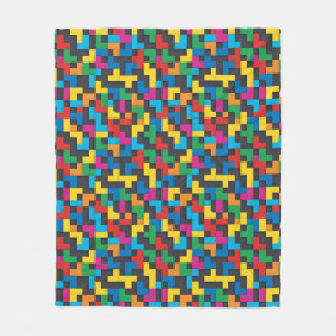 Retro Tetris Blocks Seamless Pattern Fleece Blanket