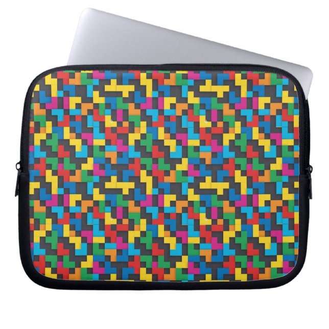 Retro Tetris Blocks Seamless Pattern Laptop Sleeve (Front)